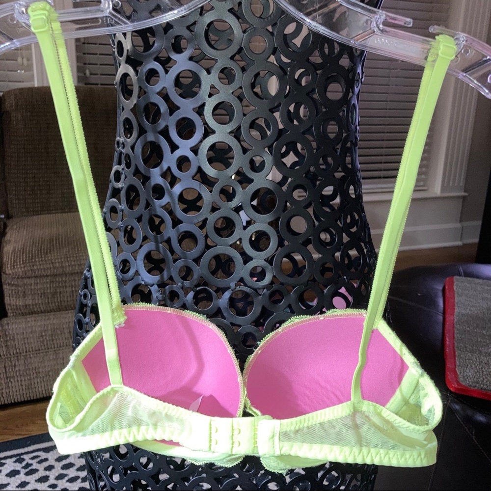 Victoria’s Secret PINK lime green Date Push-up Pigeonnant bra 32B - Picture 6 of 14